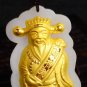 Gold inlaid jade lucky pendant The god of wealth (money star shining). Necklace pendant.
