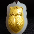 Gold inlaid jade lucky pendant Golden cicada (blockbuster). Necklace pendant.