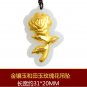Gold inlaid jade lucky pendant (talisman) rose. Necklace pendant.