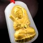 Gold inlaid jade the void Tibet bodhisattva (patron). Talisman necklace pendant.