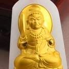 Lucky gold inlaid jade pendant Ming king bodhisattva (charm). Necklace pendant.