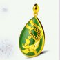 Gold inlaid jade green type (talisman) droplets phoenix necklace pendant