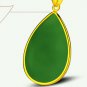 Gold inlaid jade green type (talisman) droplets phoenix necklace pendant