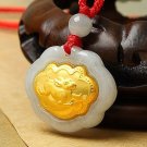 Gold inlaid jade (talisman) ChangMingSuo zodiac necklace pendant (moon)