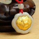 Gold inlaid jade (talisman) ChangMingSuo zodiac necklace pendant (horse)