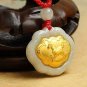Gold inlaid jade (talisman) ChangMingSuo zodiac necklace pendant (horse)
