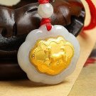 Gold inlaid jade) ChangMingSuo (dog) constellation necklace pendant (talisman)