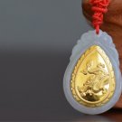 Gold inlaid jade (dragon snake horses sheep) constellation necklace pendant (talisman)