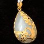Gold embedded type white jade water droplets The star flower charm necklace pendant