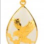 Gold inlaid jade white water droplets eagle (future) charm necklace pendant