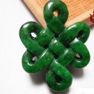 Manual sculpture, talisman Jade Chinese knot Double knot. Necklace pendant