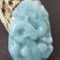 Natural white jade zodiac dragon The snake. Talisman necklace pendant