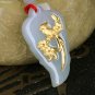 Gold inlaid jade lucky pendant Jade mei magpie on charm necklace pendant