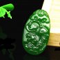 Manual sculpture Bright green jade Chinese zodiac Rat ox tiger. Talisman necklace pendant