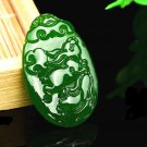 Bright green jade The Chinese zodiac rabbit dragon snake. Talisman necklace pendant