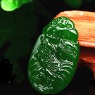Bright green jade hand-carved zodiac chicken The dog pig. Talisman necklace pendant