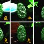 Bright green jade hand-carved zodiac chicken The dog pig. Talisman necklace pendant