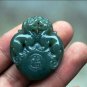 Natural oil green jade, hand-carved double the mythical wild animal life of word pendant necklace