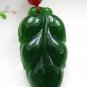 Jasper hand-carved leaves (military). Auspicious necklace pendant.
