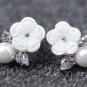Zircon flower Shell pearl, 925 silver earrings earrings. A beautiful woman like most favorite