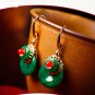 Green jade retro gold-plated alloy sexy/allergy stud earrings. The beauty like best