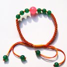 Hand catenary, pure manual weaving colorful kong knot The green agate pink jade bracelet.