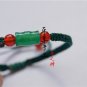 Pure manual weaving dark green square knot + 1 green bamboo agate beads bracelet (now rising)
