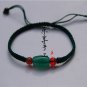 Pure manual weaving dark green, flat knot + 1 green drum agate beads Lucky bracelet