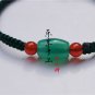 Pure manual weaving dark green, flat knot + 1 green drum agate beads Lucky bracelet