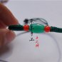 Pure manual weaving dark green, flat knot + 1 green drum agate beads Lucky bracelet