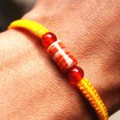 Pure manual weaving yellow + 1 cylindrical flat knot sardonyx beads lucky bracelet