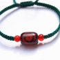 Dark green, flat knot manually + cylindrical tianzhu facebook agate beads lucky bracelet