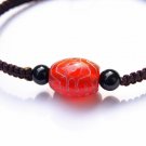 Caramel flat knot manually + drum frosted tianzhu agate beads lucky bracelet
