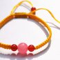 Bracelet with the yellow flat knot pink jade round bead nao beads lucky bracelet