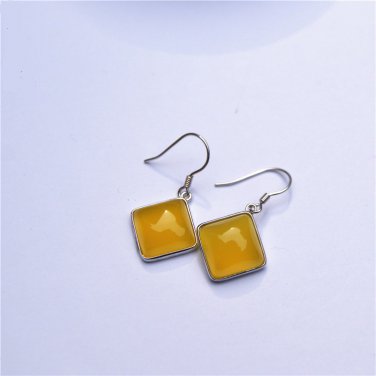 925 sterling silver inlaid yellow agate sexy eardrop restoring ancient ways/stud earrings