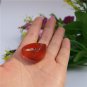 Manual sculpture, natural white agate red oval ring surface ring