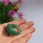 handmade Natural green longan agate oval ring surface ring