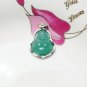 Archaize alloy inlaid jade pendant, green jade amulet laughing Buddha necklace pendant