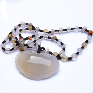 Natural agate ChangMingSuo (charm). Auspicious necklace pendant