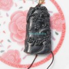Natural dark green jade pendant. The magpie is in bamboo, the lucky necklace Natural dark green jade pendant. The magpie is in bamboo, the lucky necklace