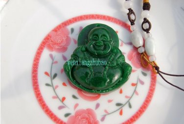 The natural green jade has a long life. Talisman. Pendant necklace,
