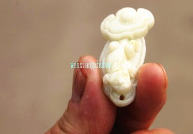Natural white jade, made by hand, has a good luck. Lucky necklace pendant