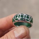 The alloy (currency) is studded with green jade rings. The ring is about 18 x7x3 mm. The alloy (currency) is studded with green jade rings. The ring is about 18 x7x3 mm.