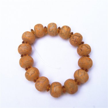 Natural horn beads hand-carved dragon phoenix (lucky) bracelet