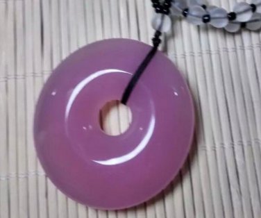 Handmade powder purple jade pulp peace button (peace is a blessing) pendant