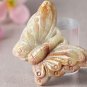 Handmade pure natural coral (chrysanthemum jade) butterfly retro necklace pendant