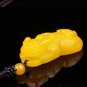 Yellow-yellow topaz, hand-carved pairs of brave, talisman pendant necklace,