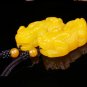 Yellow-yellow topaz, hand-carved pairs of brave, talisman pendant necklace,