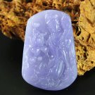 Hand-carved violet turquoise jade lotus goddess Buddha (talisman) necklace pendant Hand-carved violet turquoise jade lotus goddess Buddha (talisman) necklace pendant