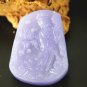 Hand-carved violet turquoise jade lotus goddess Buddha (talisman) necklace pendant